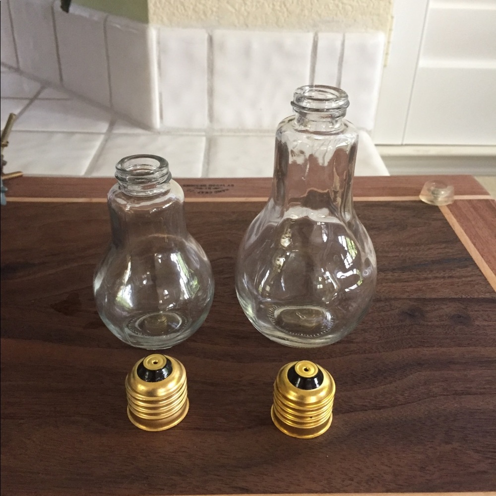 2 glass light bulb bottles